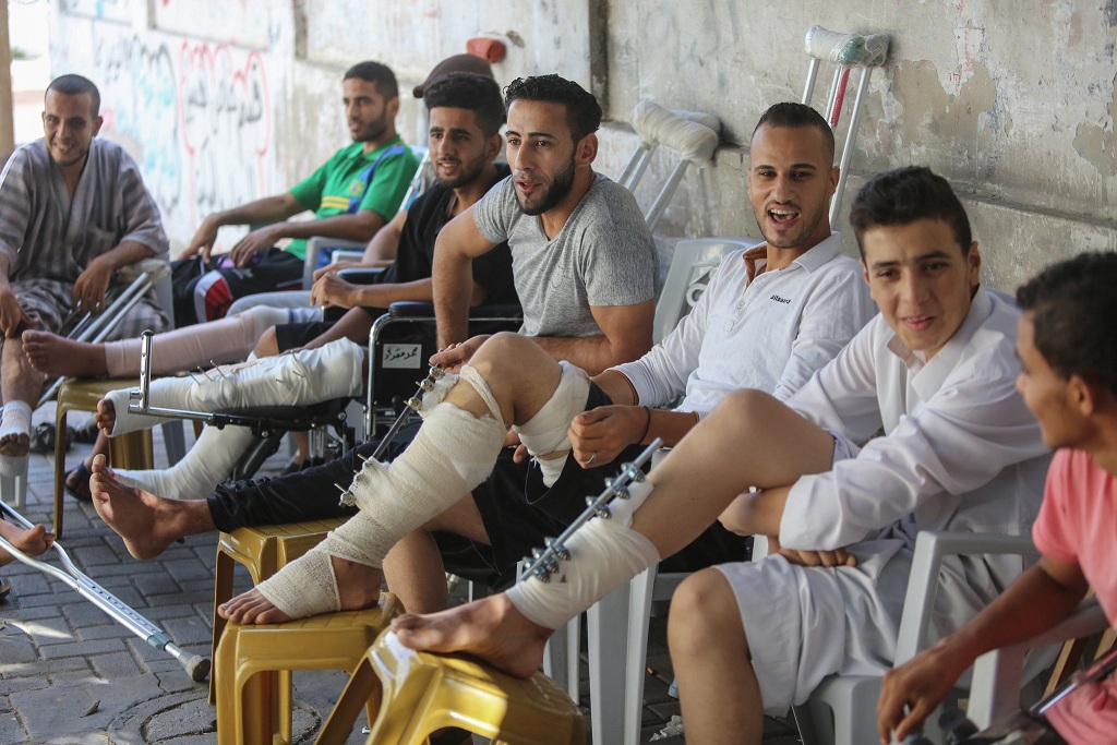 جرحى فلسطينيون اصيبوا في مسيرات العودة