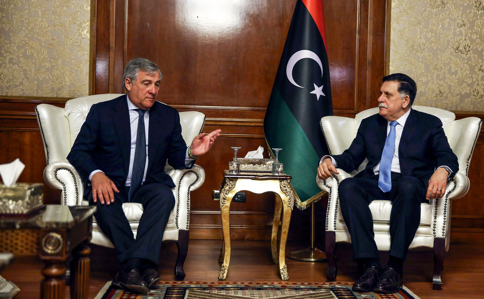 انتونيو تاجاني رئيس البرلمان الأوروبي التقى رئيس حكومة الوفاق الليبية في طرابلس