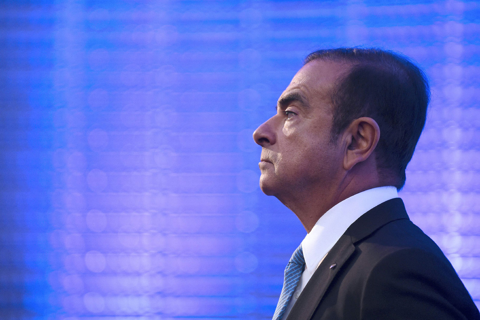 In this file photo taken on October 6, 2017, then Renault-Nissan chairman and CEO Carlos Ghosn takes part in a press confrence in Paris.