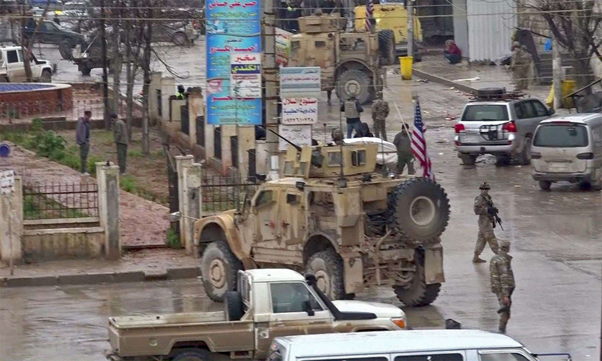 The scene of the suicide attack in Manbij