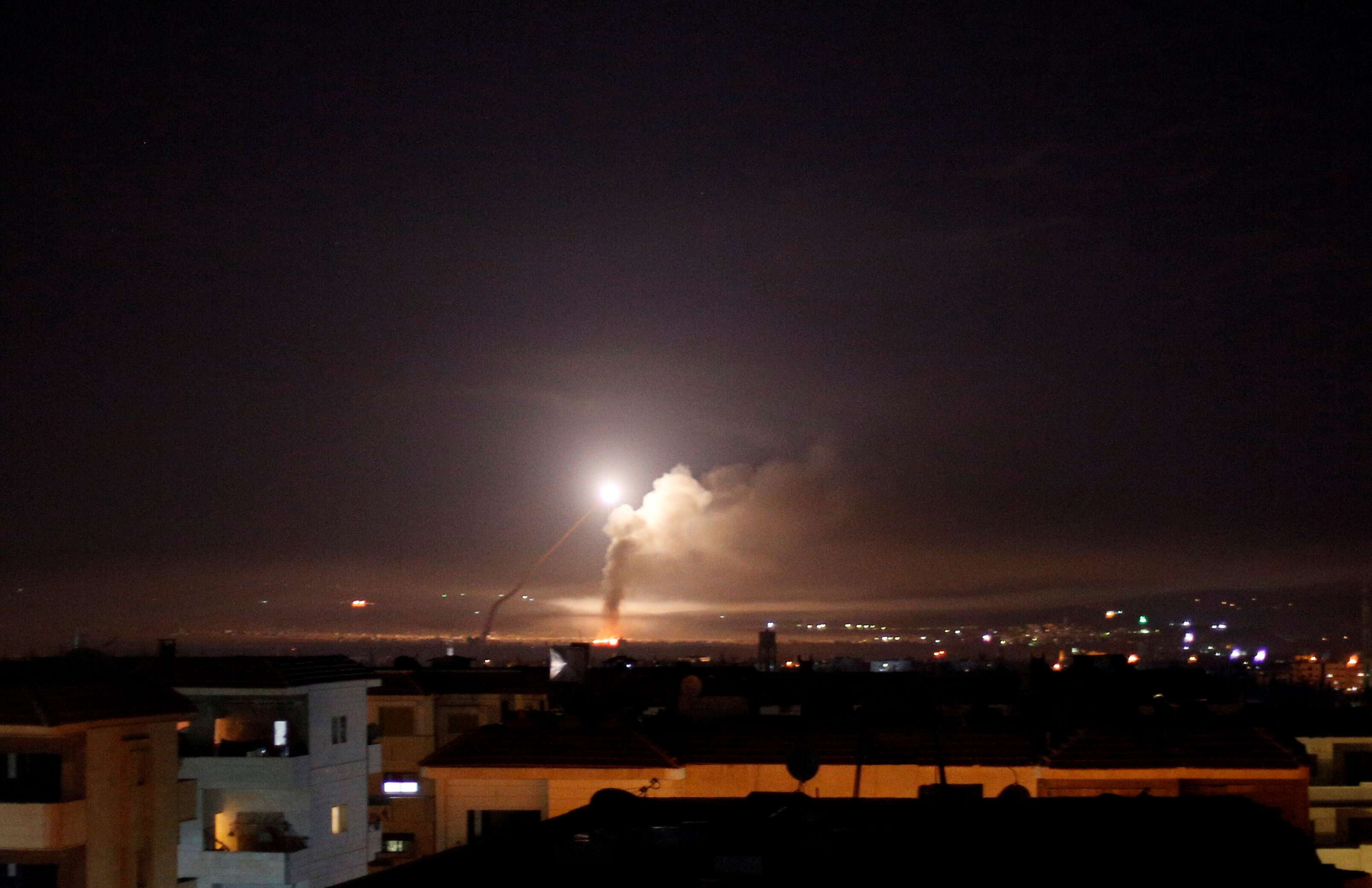 Missile fire is seen from Damascus, Syria on May 10, 2018.
