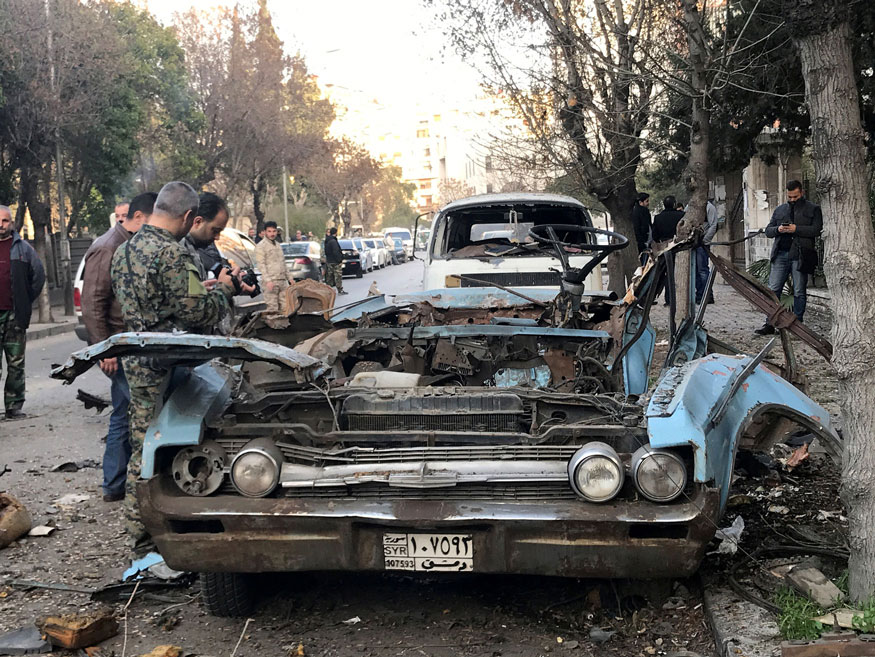 بقايا سيارة مفخخة انفجرت في شرق شمال دمشق دون سقوط ضحايا