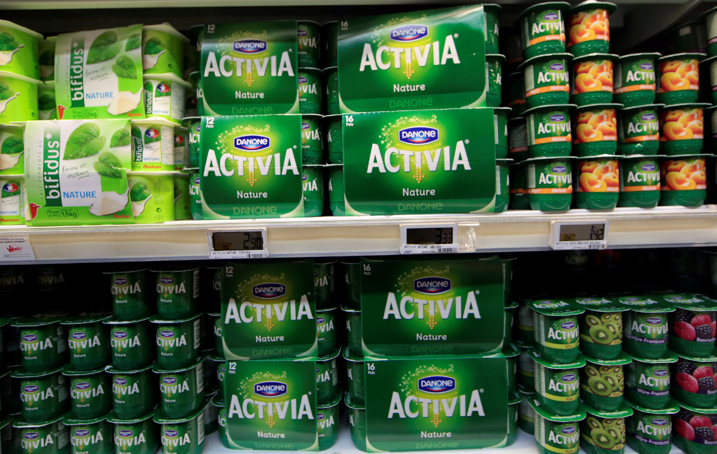 Yoghurt by French foods group Danone, France, March 14, 2016.