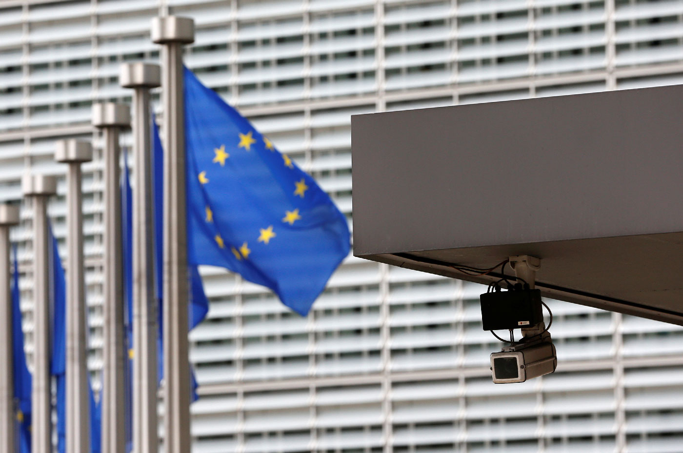 Main entrance of the European Union Commission headquarters in Brussels on July 1, 2013.