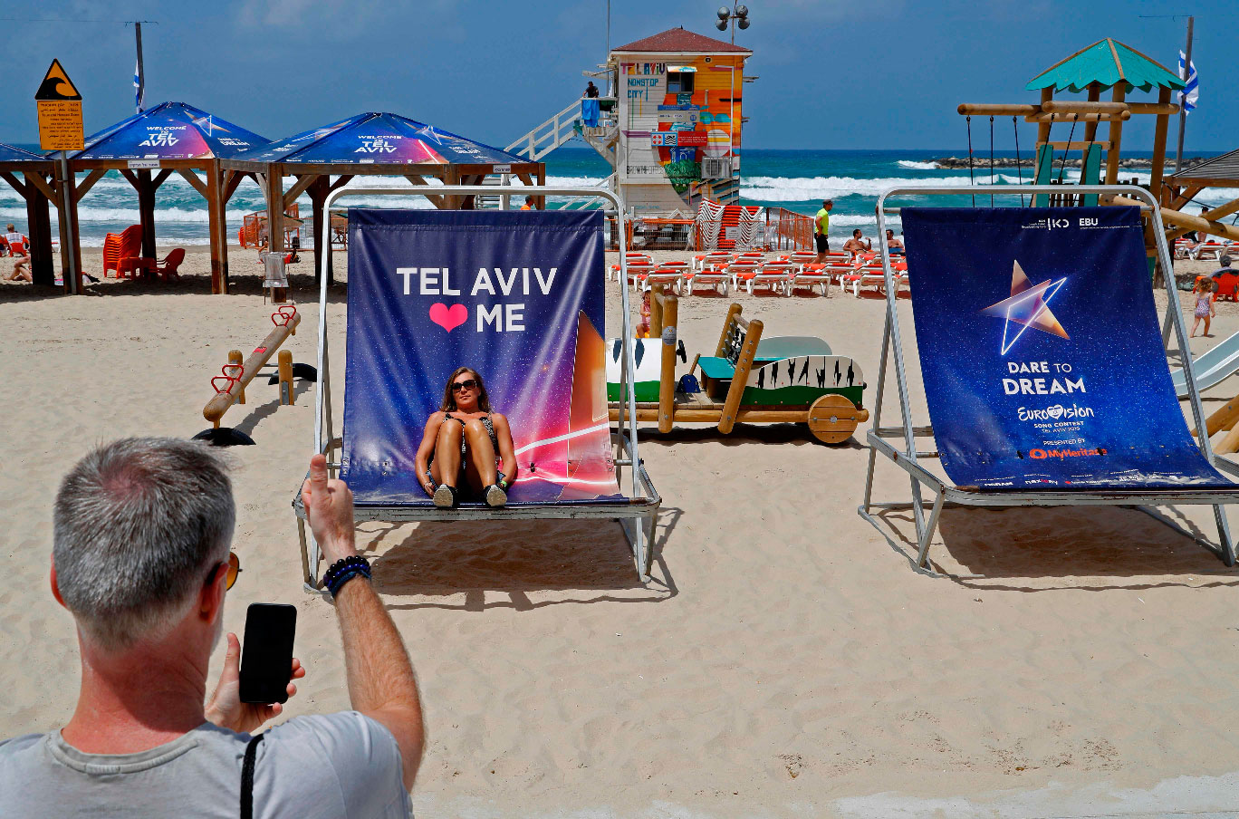 A picture taken on May 7, 2019 shows a beach in Tel Aviv