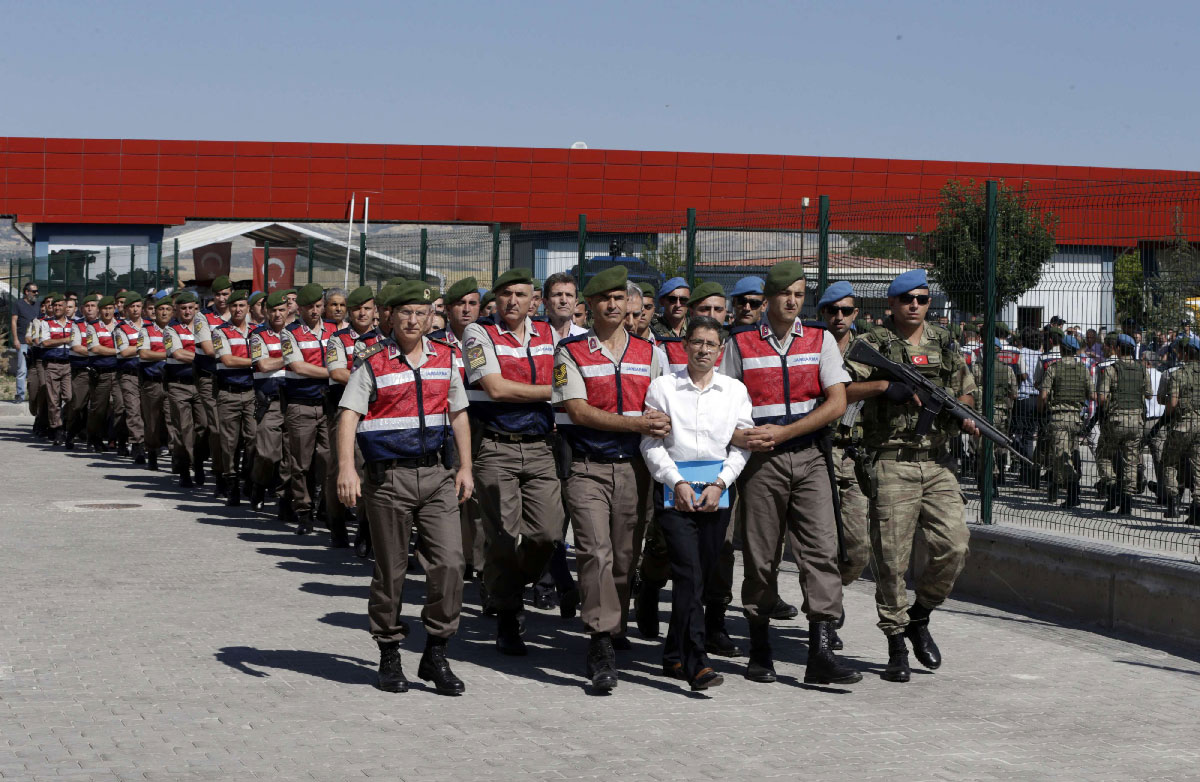 Members of the special forces escort suspects of a failed coup in 2016 on Aug. 1, 2017