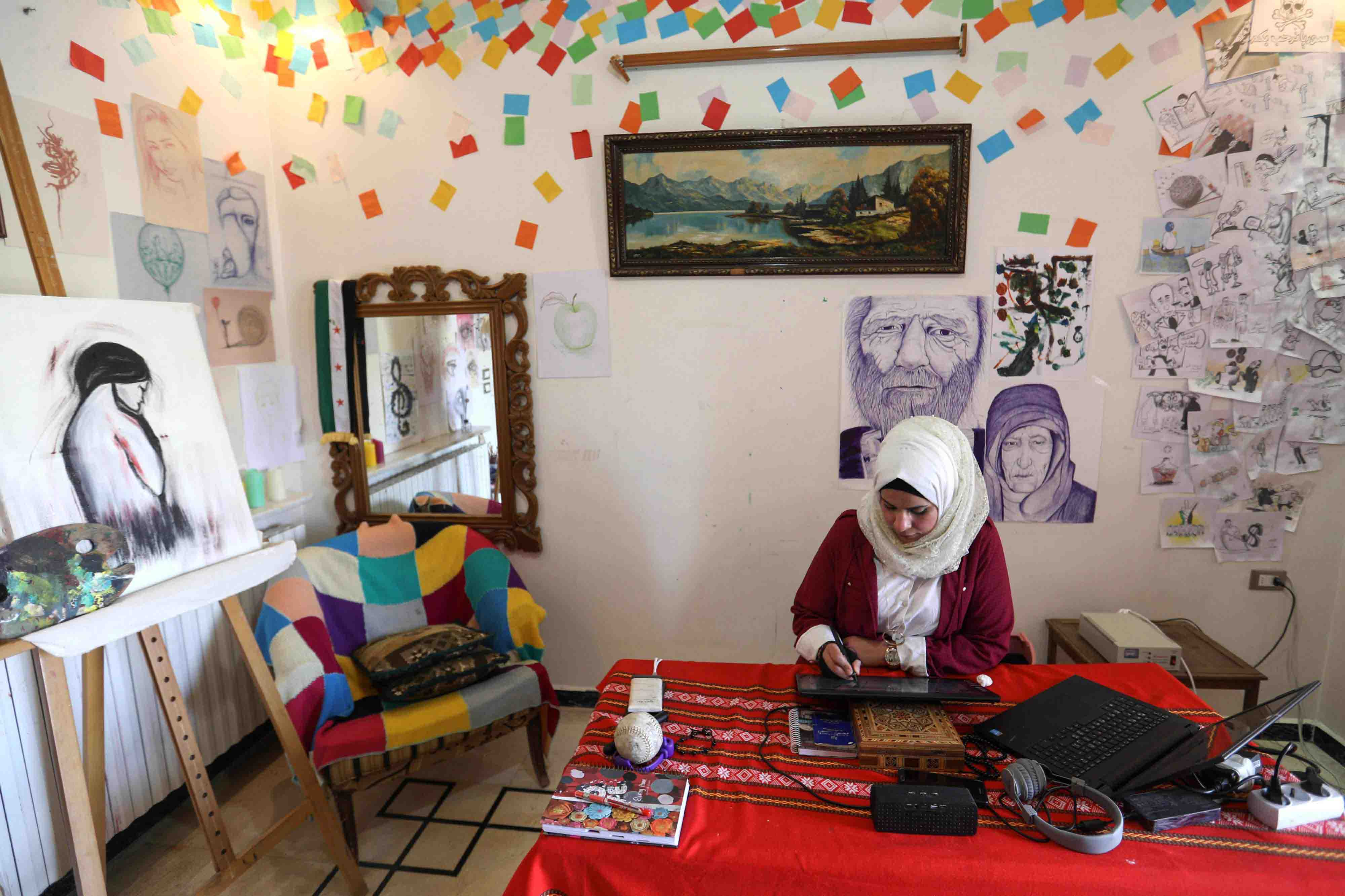 Before civil war erupted in 2011, Ali worked as an art teacher at a private school in Idlib so she could "be close to the field that I love"