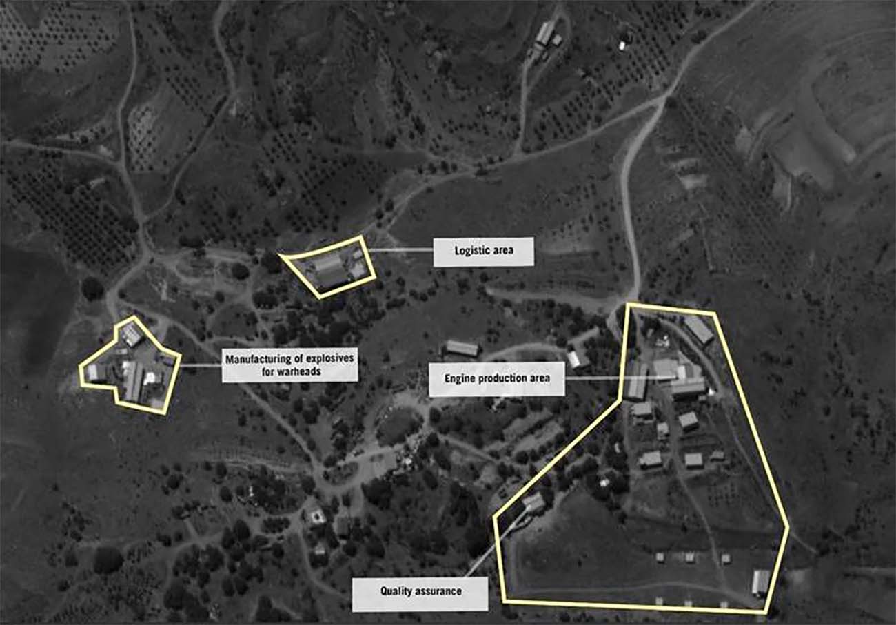 The aerial image of Hezbollah's missile site released by Israeli army