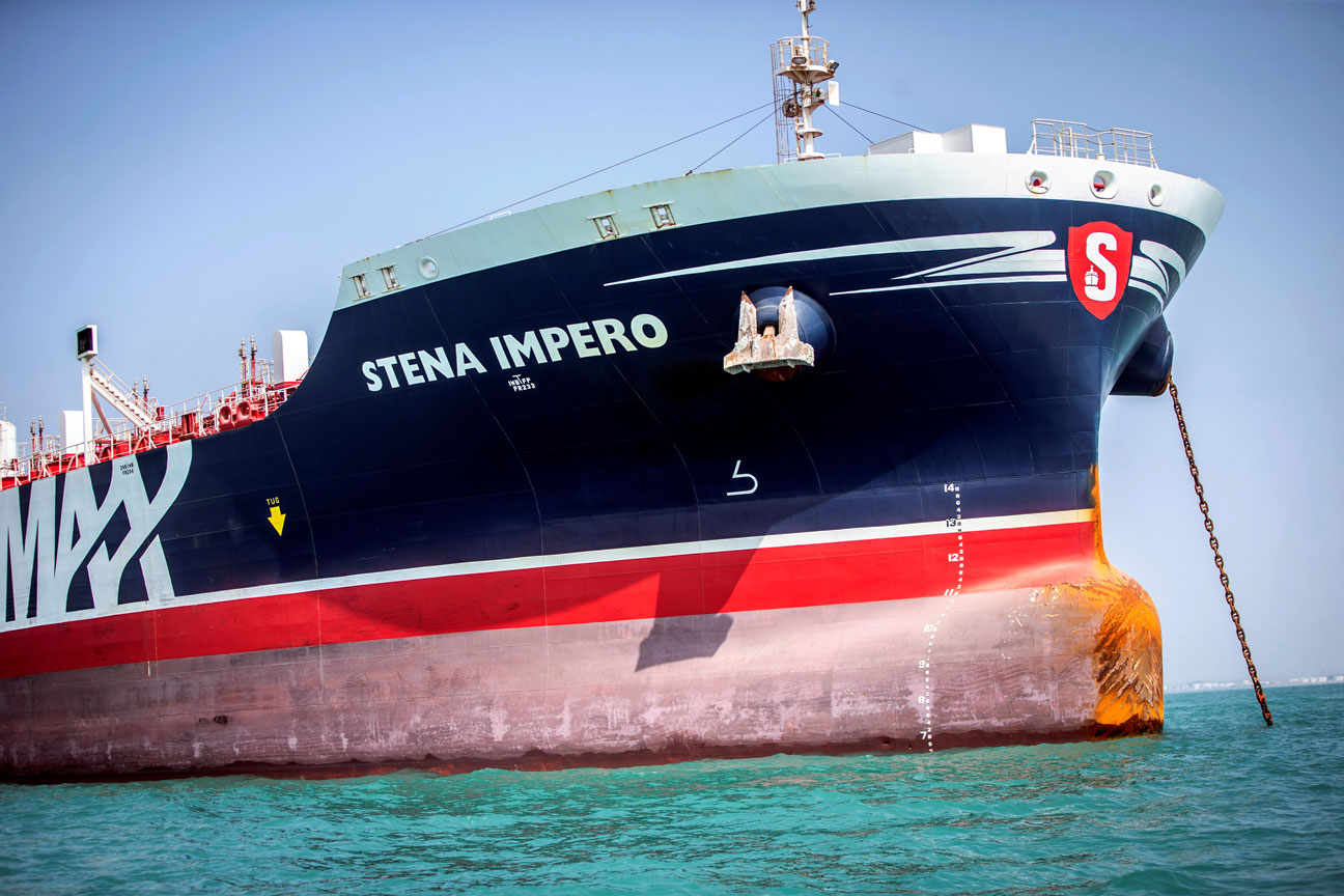 The Stena Impero is seen at undisclosed place off the coast of Bandar Abbas, Iran