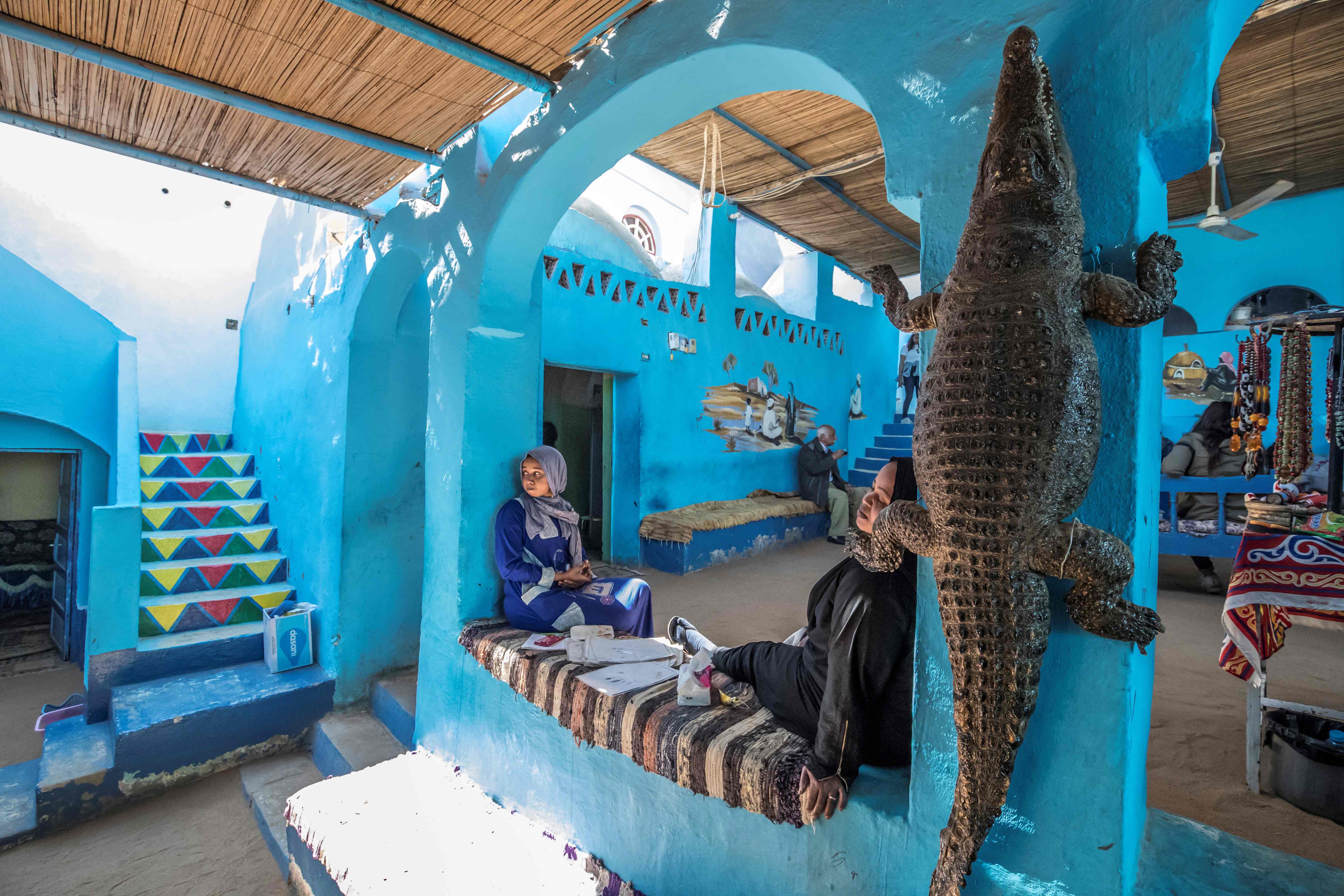 A mummified crocodile hangs at a house in the Nubian village of Gharb Soheil