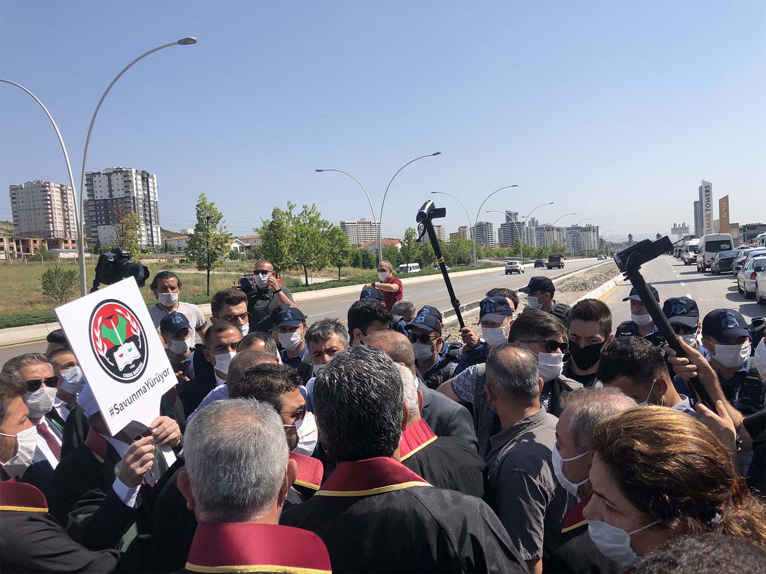 Turkish police stopped the march by barricading a highway leading to Ankara