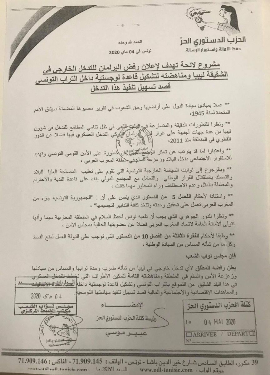لائحة الدستوري الحل حول رفض التدخل الخارجي في ليبيا