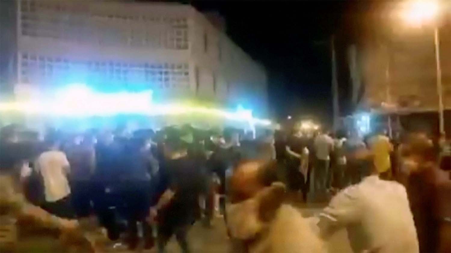 People protesting over economic hardship on the streets of Behbahan