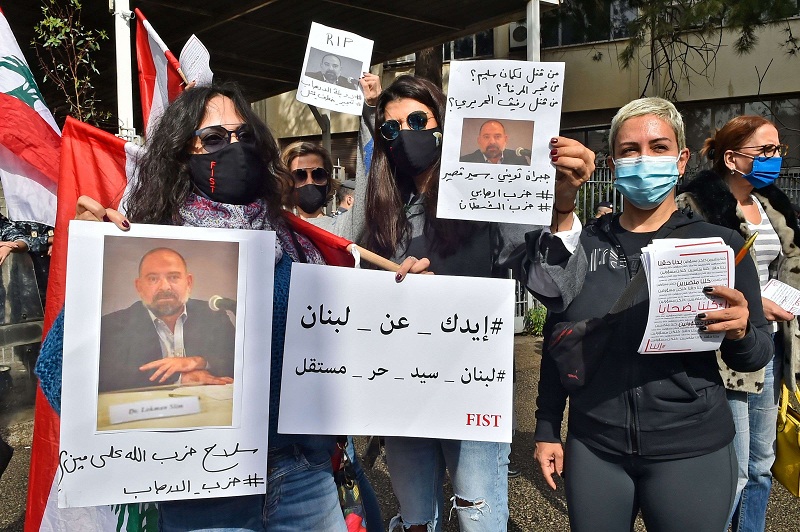 مظاهرات تجوب شوارع عدة مدن لبنانية تتهم حزب الله باغتيال الناشط لقمان سليم