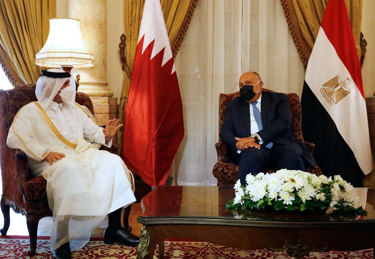 Thani and Shukry discussed taking further measures to promote the positive atmosphere in their bilateral ties