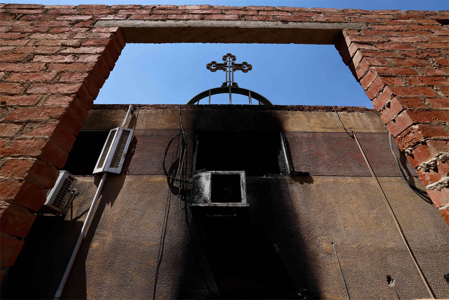 The fire ripped through a Coptic Christian church during Sunday mass