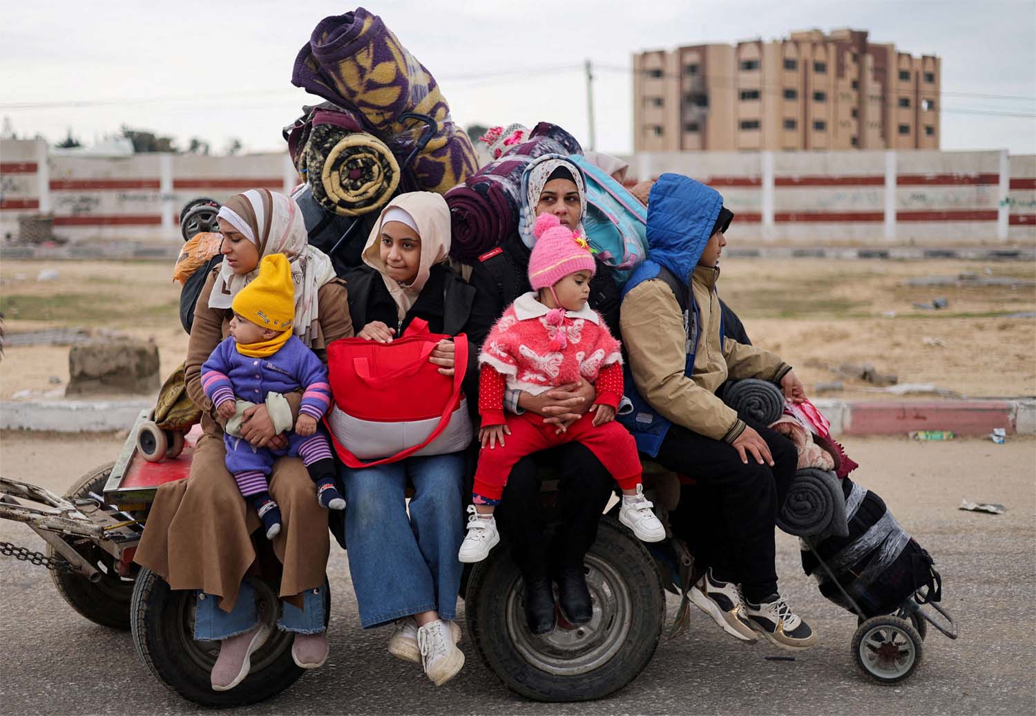 More families were displaced from Khan Younis on Sunday