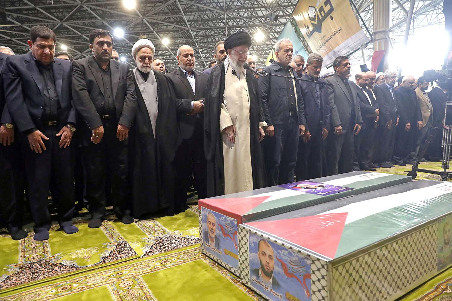 Khamenei leading funeral prayers for Haniyeh 