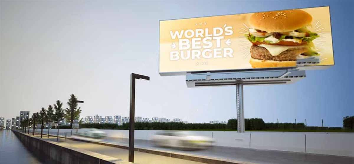 A fast food burger advert on a billboard