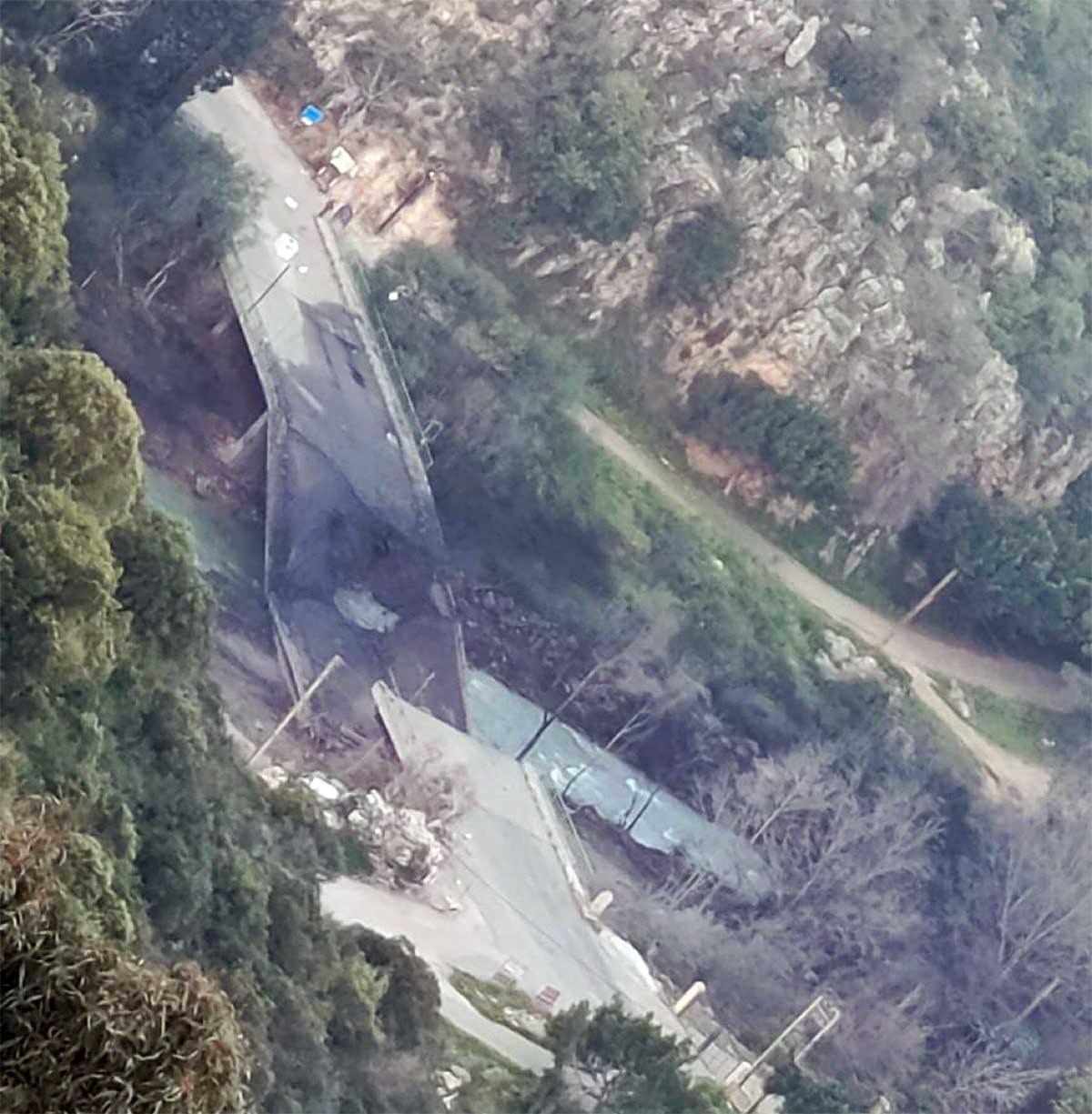 The damaged bridge