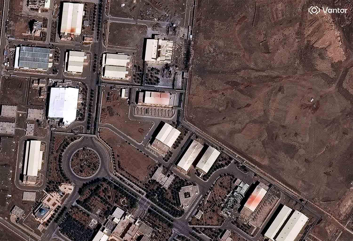 A satellite image shows a closer view of the Natanz Nuclear Facility with new building damage