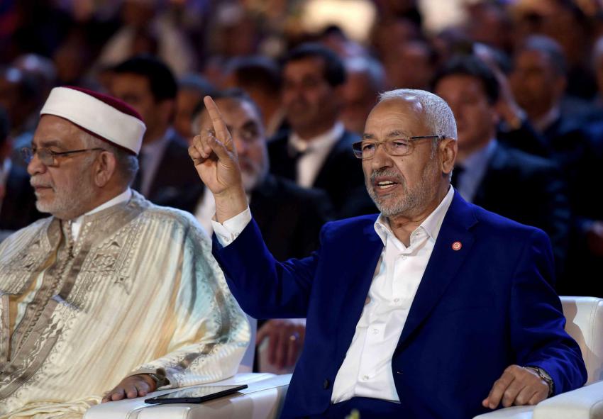 رئيس حركة النهضة راشد الغنوشي ومرشحها للرئاسة عبدالفتاح مورو
