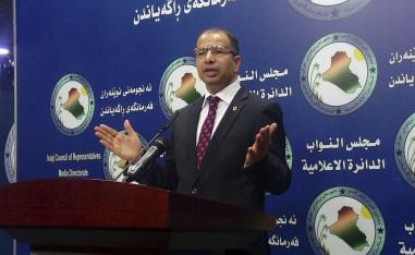 رئيس البرلمان العراقي سليم الجبوري في مؤتمر صحفي