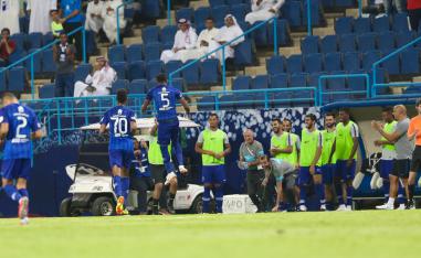لاعبو الهلال يحتفلون بالتسجيل