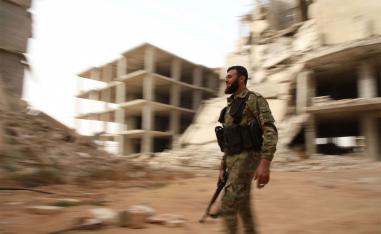 A Syrian rebel-fighter from the National Liberation Front