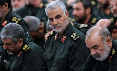 Iranian Revolutionary Guards Quds Force commander Qassem Soleimani (C), attending a meeting of Revolutionary Guards commanders in Tehran.