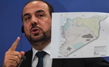 Nasr al-Hariri, the Syrian opposition's chief negotiator, gives a press conference in Moscow on October 26, 2018