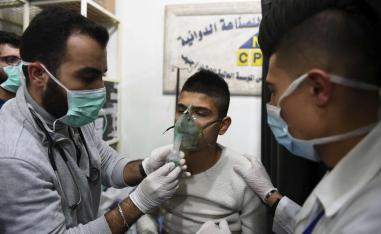 Moscow, a key Damascus ally, accused insurgents on Sunday of bombarding Aleppo with shells filled with chlorine gas