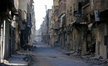 Destroyed buildings are seen in the Palestinian camp of Yarmuk southern Damascus on November 1, 2018