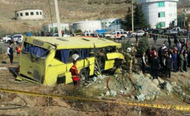 The bus was carrying 30 students along a mountainous road within the university's science and research campus in northwestern Tehran