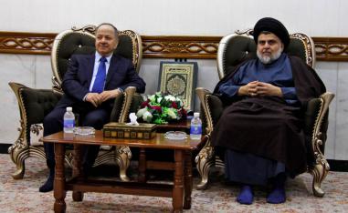 الزعيم الكردي مسعود البارزاني يزور الزعيم الشيعي مقتدى الصدر