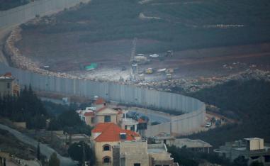  Israeli drilling equipment is seen next to the border with Lebanon, near the Lebanese village of Kfar Kila, seen from the Israel's side December 4, 2018.