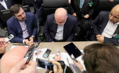 Iran's Minister of Petroleum Bijan Namdar Zangeneh speaks prior to the start of a meeting of the Organization of the Petroleum Exporting Countries, OPEC, at their headquarters in Vienna, Austria, Thursday, Dec. 6, 2018.