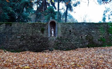 A picture taken on November 28, 2018, shows a statue of the Virgin Mary at the Tibhirine monastery.