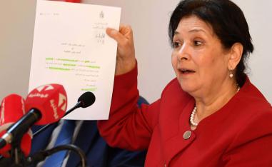 Sihem Ben Sedrine, President of Tunisia's Truth and Dignity Forum (IVD) gives a press conference in the capital Tunis on May 25, 2018