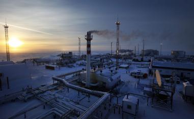 Oil facility north of the town of Nadym in northern Russia.