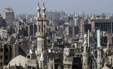The minaret of the al-Azhar mosque in Cairo.