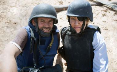 Photographer Paul Conroy, left, with war correspondent Marie Colvin in Misrata, Libya