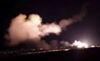 Air strikes and ground-to-ground missiles hit several targets around Damascus