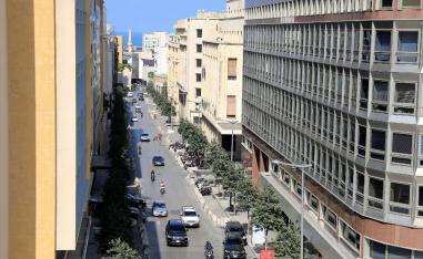 A general view shows a street hosting banks and financial institutions, known as Banks Street, in Beirut Central District, Lebanon September 28, 2018. 