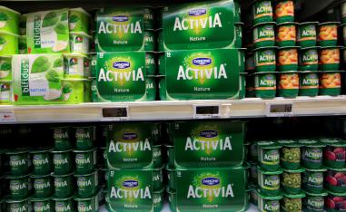 Yoghurt by French foods group Danone, France, March 14, 2016.