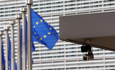 Main entrance of the European Union Commission headquarters in Brussels on July 1, 2013.