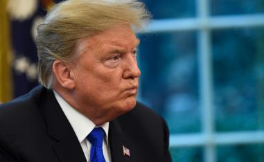 President Donald Trump listens during his meeting with Chinese Vice Premier Liu He in the Oval Office of the White House in Washington, Friday, Feb. 22, 2019.
