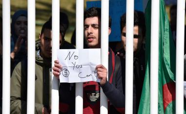 Algerian students demonstrate at Algiers' school of medicine on March 3, 2019 against ailing President Abdelaziz Bouteflika's bid for a fifth term.