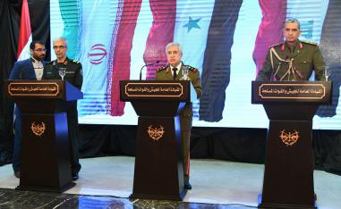 رؤساء أركان إيران والعراق وسوريا في مؤتمر صحفي في دمشق