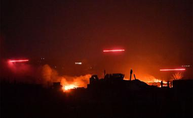 Explosions in the remains of IS group jihadists' camp near the village of Baghouz